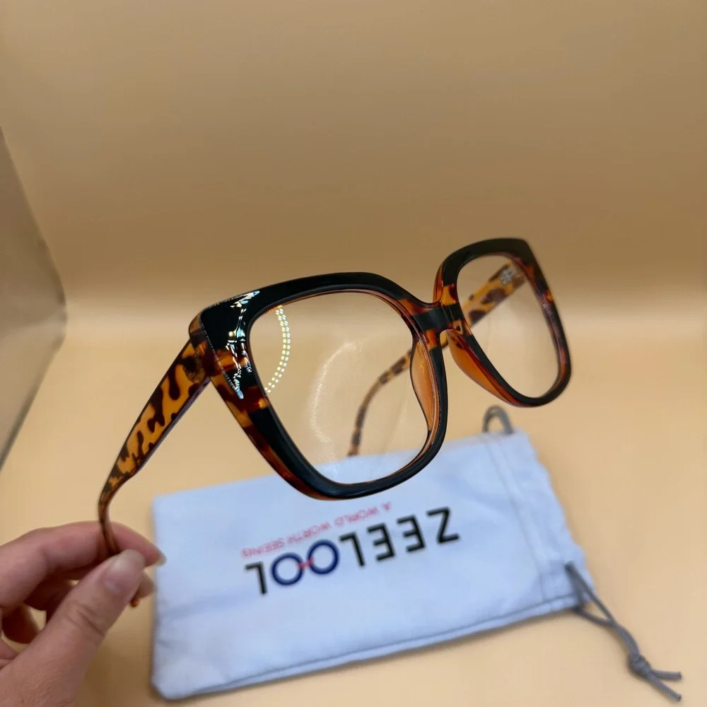 Zeelool Brown Glasses Frames, No prescription - Picture 3 of 6